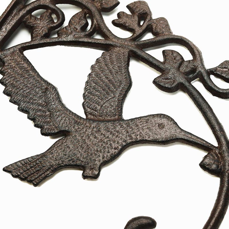 Sungmor Cast Iron Plant Hanger Wall Hooks, Heavy Duty Hanging Basket Brackets, Hummingbird Shape & 10.4 inch & 2PC Brown, Decorative Wall Hangers for Planters Lanterns Bird Feeders Houses Wind Chimes - Image 3